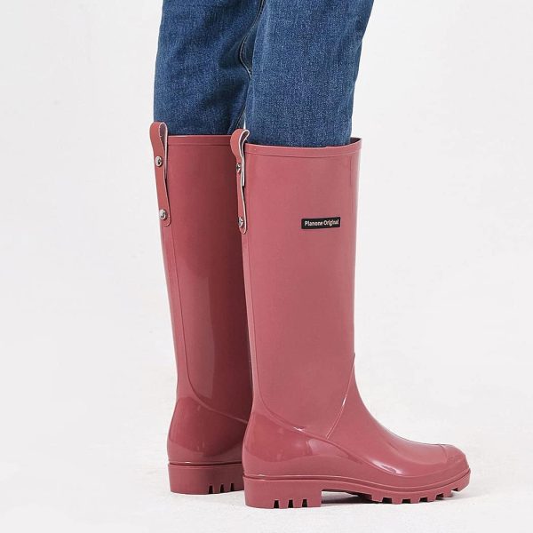⁦planone Tall rain Boots for Women and Waterproof Garden Shoes，Anti-Slipping Rainboots for Ladies with Comfortable Insoles，Stylish Light rain Shoes and Outdoor Work Shoes⁩ - الصورة ⁦4⁩