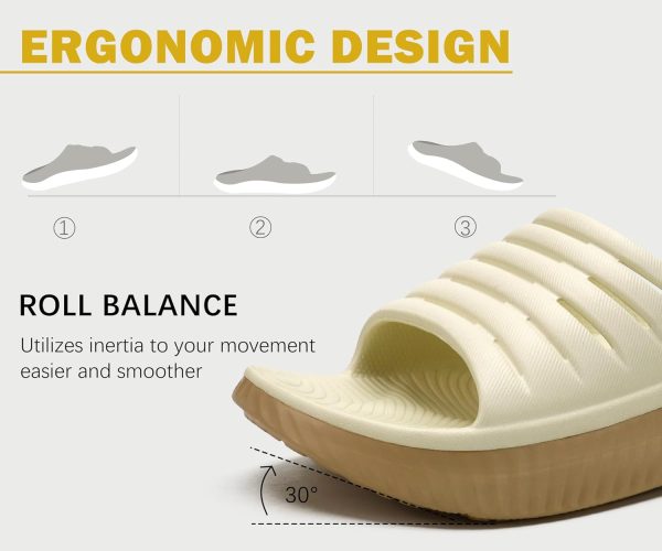 ⁦KuaiLu Womens Recovery Sandals Comfortable Plantar Fasciitis Arch Support Ladies Orthopedic Running Sport Slides Open Toe Slip On Thick Athletic Cushion Slippers Summer Beach Sandles Green 7⁩ - الصورة ⁦6⁩