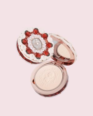 Flower Knows Strawberry Cupid Pressed Powder – Lightweight, Pore-Blurring Face Powder for a Soft, Airbrushed Matte Finish, Long-Lasting & Fade Resistant (02 Ivory Beige, 9.5 g)