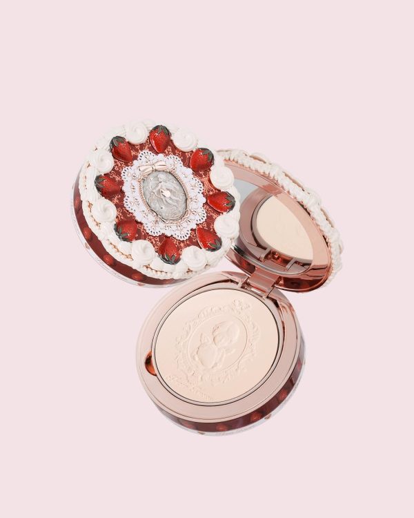 Flower Knows Strawberry Cupid Pressed Powder – Lightweight, Pore-Blurring Face Powder for a Soft, Airbrushed Matte Finish, Long-Lasting & Fade Resistant (02 Ivory Beige, 9.5 g)