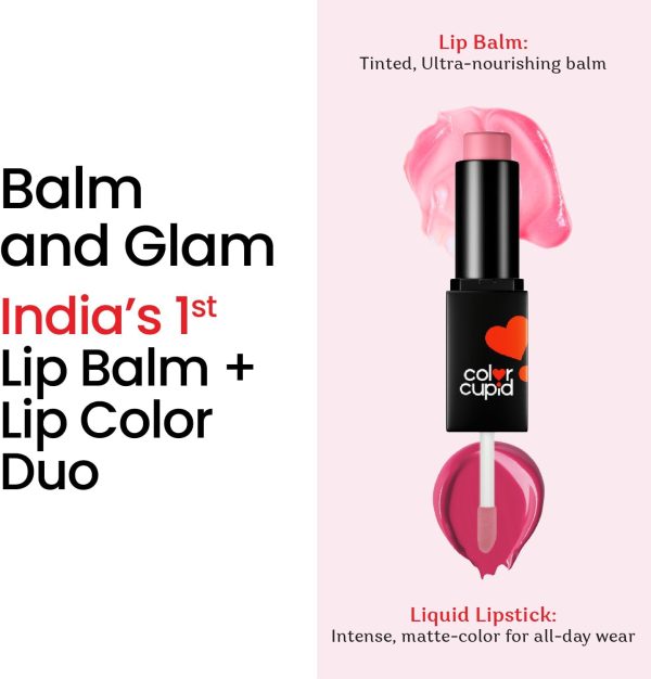 ⁦Color Cupid 2 in 1 Tinted Lip Balm + Liquid Lipstick | Intense color pay off & moisturization | Infused with Hyaluronic Acid & Jojoba Oil | Friends with Benefits | Nude & Play⁩ - الصورة ⁦2⁩