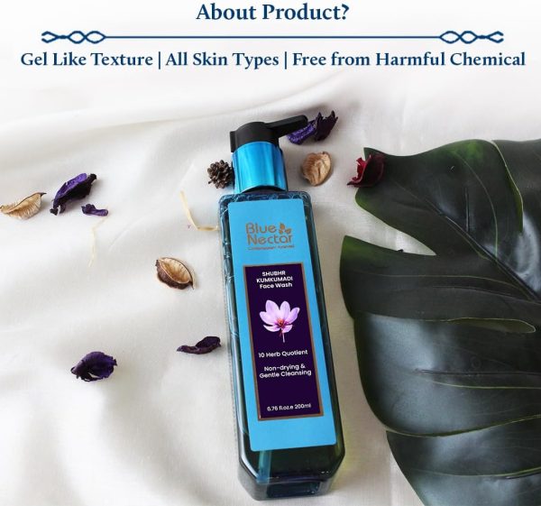 ⁦Blue Nectar Kumkumadi Radiance Face Wash with Saffron for Women & Men | Sulphate free Gentle Face Cleanser (200 ml)⁩ - الصورة ⁦6⁩