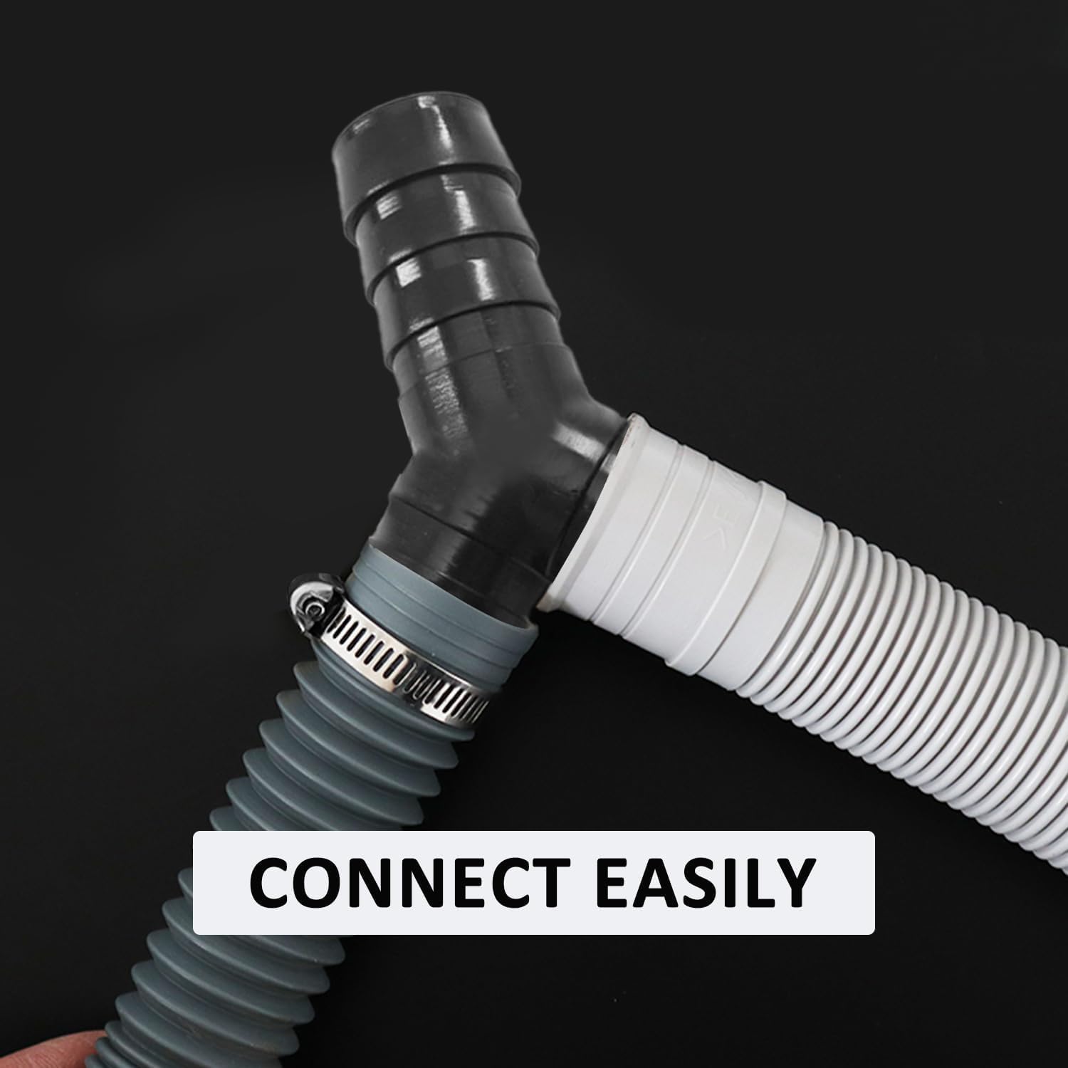 2-Pack Universal Washing Machine Drain Hose Y-Splitter - Plastic Connector With Clamps For Bathroom & Kitchen