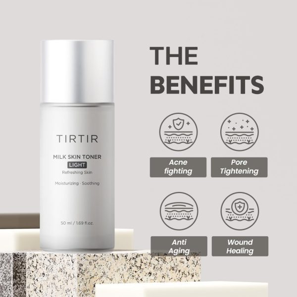 ⁦TIRTIR Milk Skin Toner Light |4% Niacinamide Instant Moisturisation, Pore Firming, Acne Prone Vegan Tonic for Sensitive and Oily Skin Acne Friendly, Pantenol, Allantoin, Vitamin B, 50 ml⁩ - الصورة ⁦4⁩