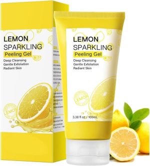Makbeaty Lemon Sparkling Peeling Gel,Facial Exfoliating Gel,Deep Cleansing, Exfoliating Face Wash, Soothing, Refreshing, Sebum Clear Pore Care, Dead Skin Cells Remover for All Skin Types