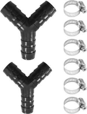 2PCS Washing Machine Drain Hose Y-Type Joiner Reducer, 3/4 Plastic Splitter Connector for Split Pipe Connection Washer Hoses, Three-Way Adapter for Most Pipes