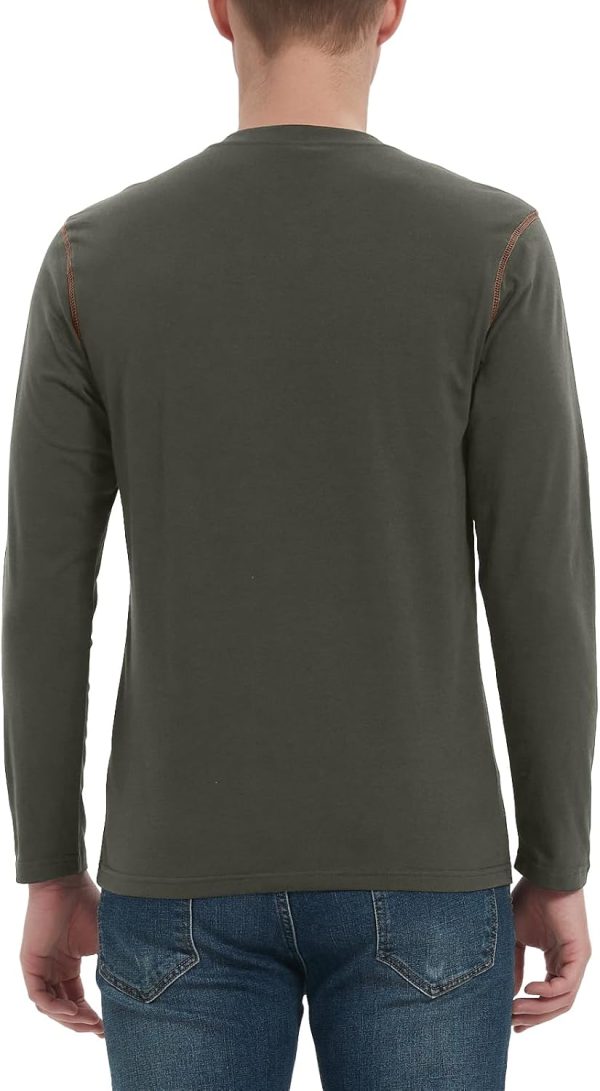 ⁦Donason Men's Henley Shirts Long Sleeve Casual Fashion T-Shirt Mens Slim Fit Cotton Tee Shirts Basic Tops with Pocket⁩ - الصورة ⁦2⁩