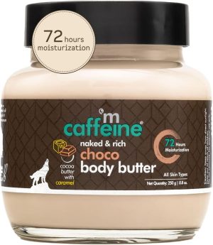 mCaffeine Naked & Rich Choco Body Butter| Cocoa Butter, Caramel | Deep Moisturizing | All Skin | Paraben & Mineral Oil Free | 250 g