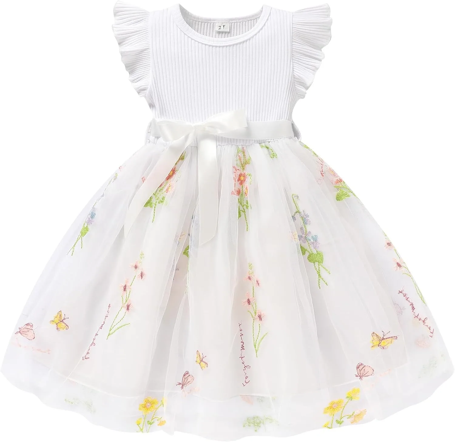 Toddler Girl Tulle Dress for Summer—Sleeveless Ruffle Design, Lightweight and Breathable, Suitable for Parties, Daily Wear, or Photo