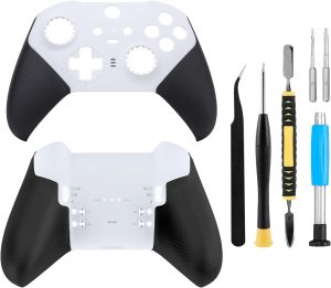 BSUZUN Front Back Housing Shell Faceplate Cover Replacement Repair Kit for Xbox One Elite Series 2 Controller（White）