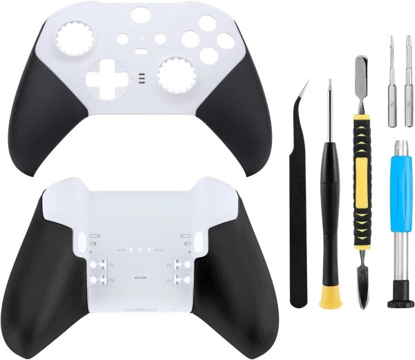 BSUZUN Front Back Housing Shell Faceplate Cover Replacement Repair Kit for Xbox One Elite Series 2 Controller（White）