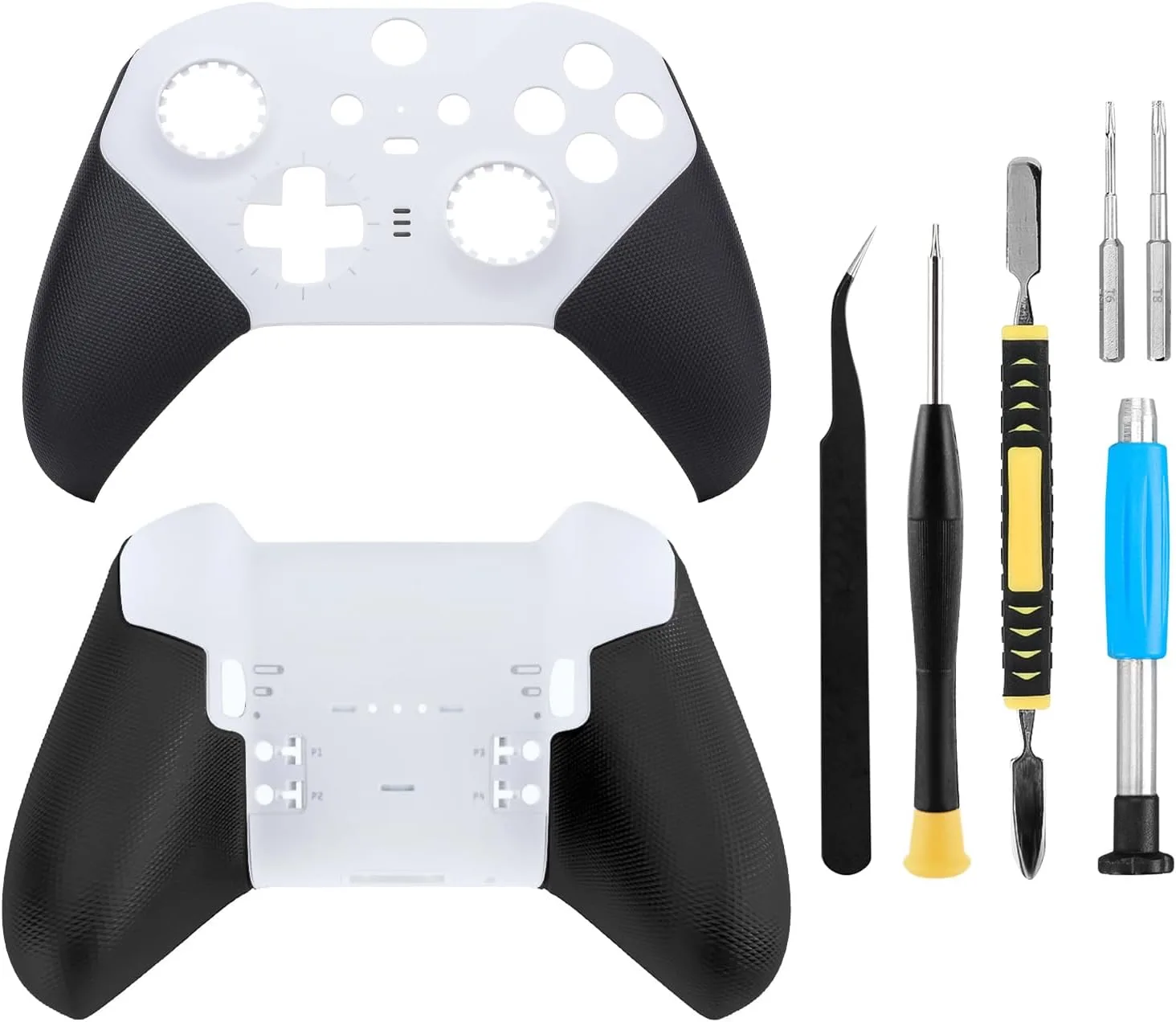 BSUZUN Front Back Housing Shell Faceplate Cover Replacement Repair Kit for Xbox One Elite Series 2 Controller（White）