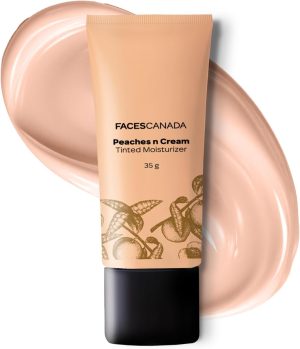 FACESCANADA Peaches N Cream Tinted Face Moisturizer | Non Oily Lightweight Gel Formula | Blends Easily | Lightly Tinted Cream for Radiant Glow | 1.23 Oz (35g)