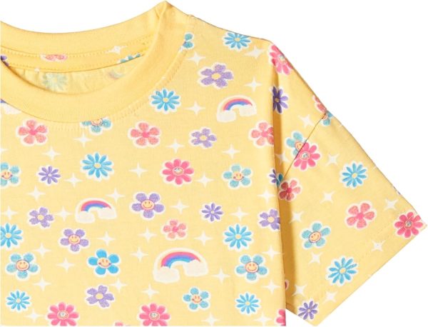 ⁦T2F Girls Cotton Printed Oversized Fit Crop Top and Pant Pajama Set⁩ - الصورة ⁦4⁩