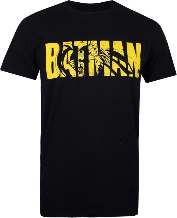 ⁦DC Comics Men's Batman Text T - Shirt⁩ - الصورة ⁦2⁩