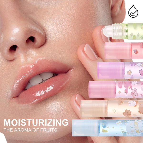 ⁦6Pcs Kawaii Lip Gloss, Lip Gloss Set, Roll On Lip Gloss Set, Fruit Flavored Lip Gloss Set Glossy Lip Make-up for Kids and Teens, Non Toxic, Kid Friendly, Party Gift, Best Friends⁩ - الصورة ⁦3⁩
