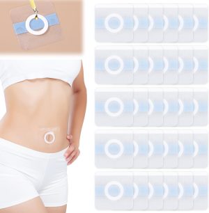 30PCS Castor Oil Pack Wrap, Self-Adhesive Castor Oil Belly, Button Patch Belly, Button Cleaner, Castor Oil Pads Cover, Absorbent Castor Oil Wraps Castor Oil Belly Wrap for Belly Button
