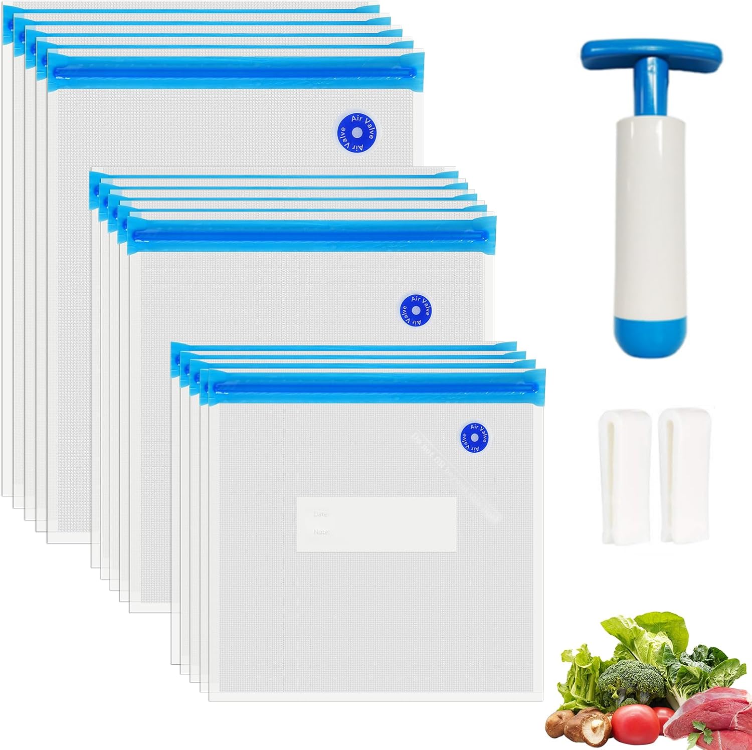 دبليو فاك فري اكياس اغلاق بتفريغ الهواء قابلة لاعادة الاستخدام لتخزين الطعام والطهي خالية من البيسفينول ايه مع مضخة ومشبكين اغلاق من سو فيد 15 قطعة 1 دبليو فاك فري اكياس اغلاق بتفريغ الهواء قابلة لاعادة الاستخدام لتخزين الطعام والطهي خالية من البيسفينول ايه مع مضخة ومشبكين اغلاق من سو فيد 15 قطعة