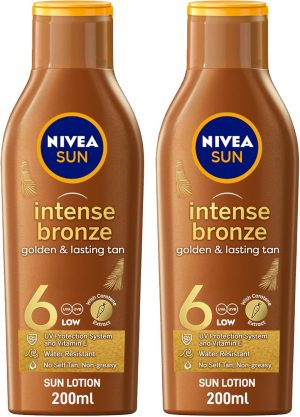 NIVEA SUN Tanning Lotion, Carotene, Vitamine E, SPF 6, 2 x 200ml