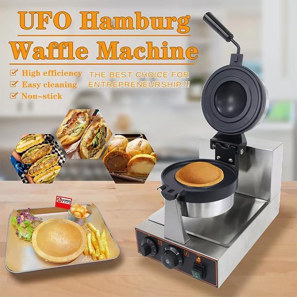 ⁦1300W Electric Burger Making Machine, Stainless Steel Panini Sandwich Hot Press Machine, No Coating, Temperature/Time Control⁩ - الصورة ⁦2⁩