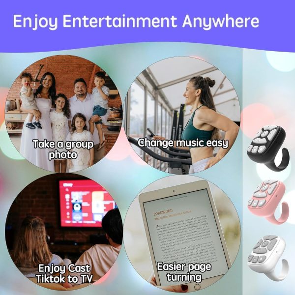 ⁦Tiktok Scrolling Ring, Bluetooth TIK Tok Remote Controll, Scroller for iPhone, iPad, Andriod S22 - Black⁩ - الصورة ⁦5⁩