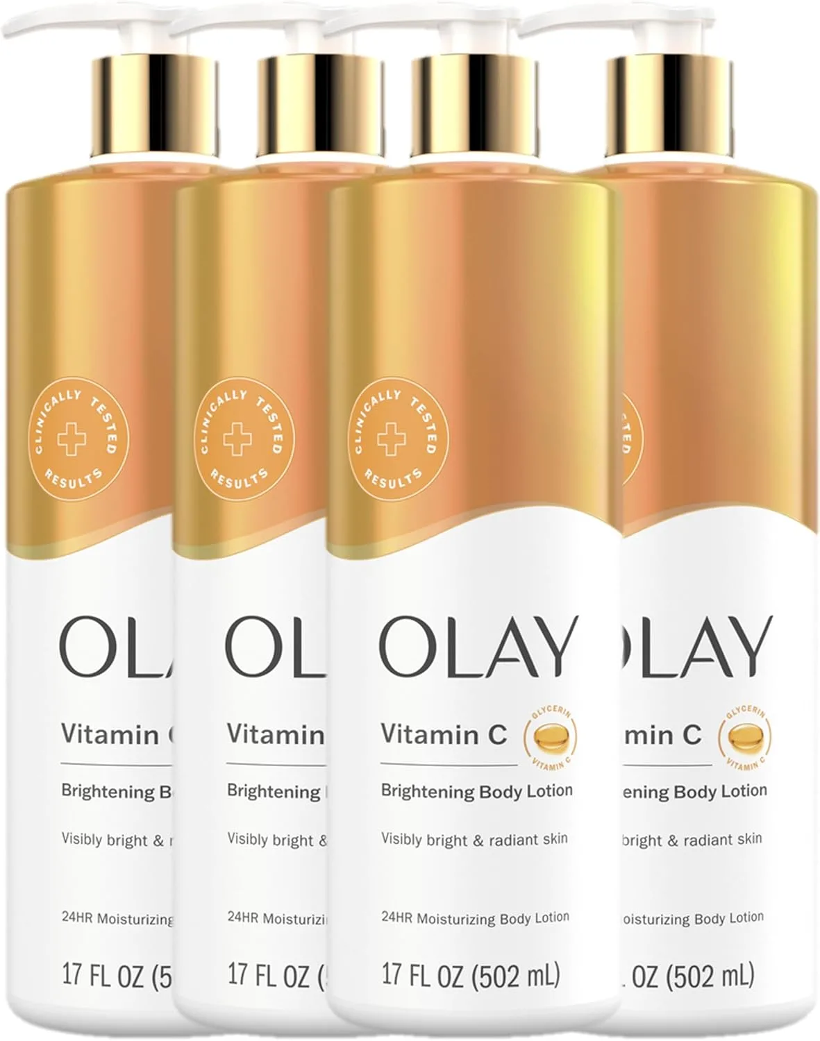 Olay Revitalizing & Hydrating Body Lotion with Vitamin C, 17 fl oz Pump, Pack of 4
