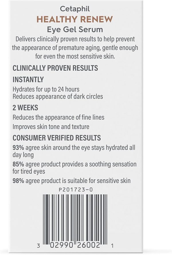 ⁦Cetaphil Healthy Renew Hydrating Eye Gel Serum 0.5 Oz, 24Hr Under Eye Cream for Anti Aging, Reduces the Appearance of Dark Circles and Wrinkles, Retinol Alternative Peptide Serum, For Sensitive Skin⁩ - الصورة ⁦12⁩