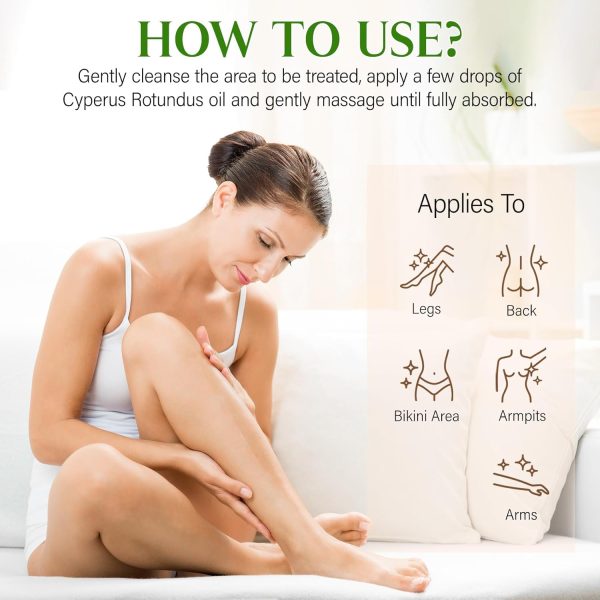 ⁦GOGIFTGO Cyperus Rotundus Oil,Cyperus Oil,Cyprus Rotundus Oil for Hair Removal,Cyperus Oil Natural, Soothing and gentle,Reducing Body Hair Growth,Smooth Skin & Hair Removal,60ml⁩ - الصورة ⁦7⁩