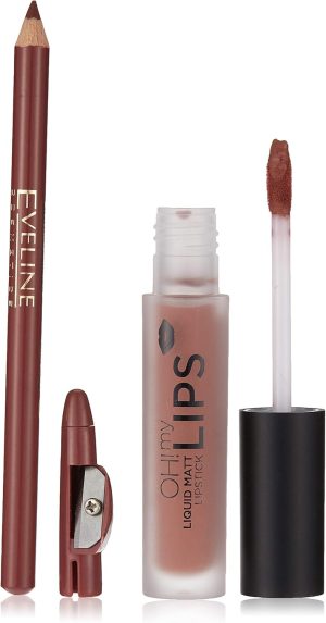 Eveline Cosmetics Oh! My Lips Eveline OH! MY LIPS Matte Liquid Lipstick & Lip Liner Set 02 - Long-lasting, Hydrating Formula with Vitamin E & Hyaluronic Acid
