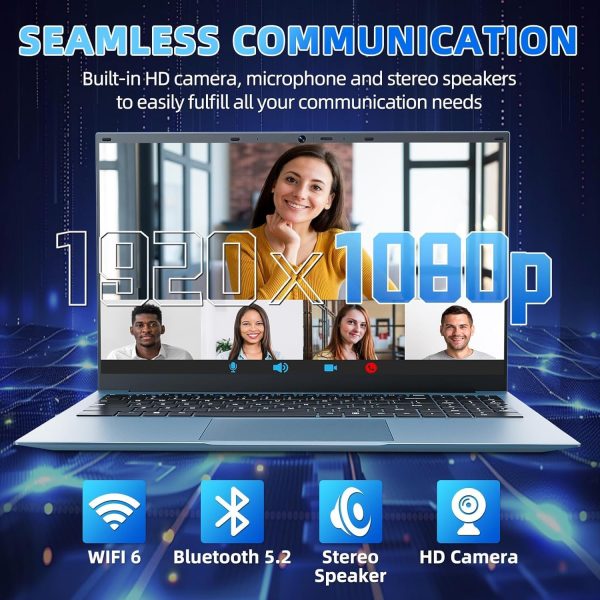 ⁦SGIN 15.6 Inch Laptops, Windows 11 Laptop Computers with 36GB RAM 128GB EMMC+1024GB SSD, Celeron N5095 Quad-Core, 1 Year Office 365, WiFi 6, 180° Viewing, USB 3.2, HDMI, Type-C, 7000mAh Battery⁩ - الصورة ⁦4⁩