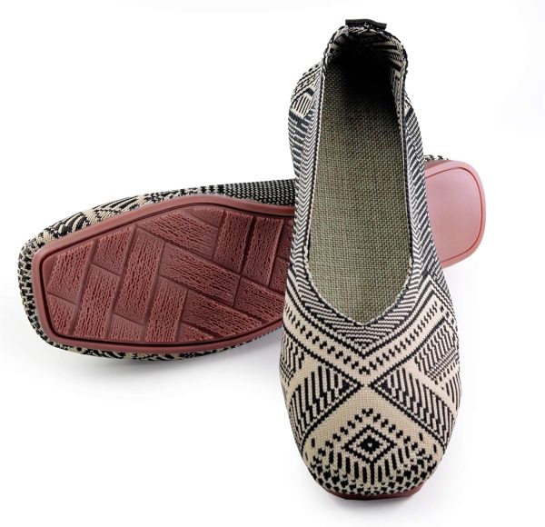 ⁦RVROVIC Women's Square Toe Knit Flats Shoes Casual Slip on Ballet Flats Comfortable Shoes for Women⁩ - الصورة ⁦6⁩