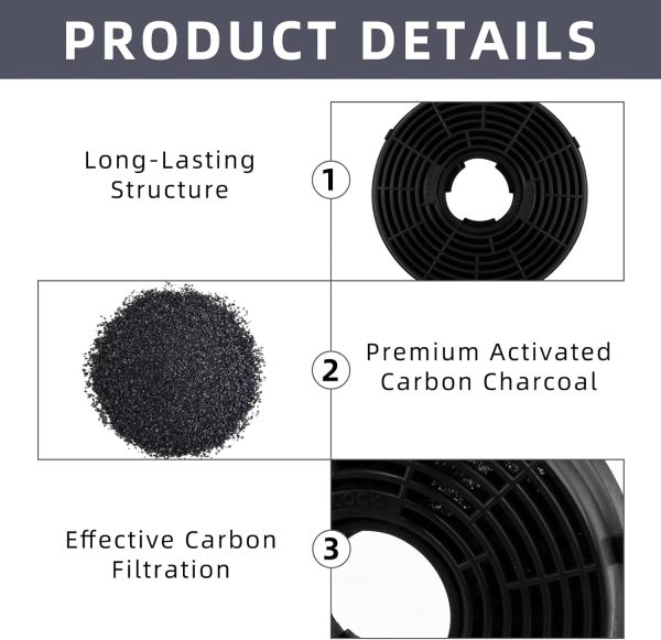 ⁦2PCS Carbon Filter For Cooker Hoods,Cooker Hood Filters,Charcoal Filters For Cooker Hood,Compatible With Hja2480 Hja2908 Lam2401 Recirculating Carbon Charcoal Filters Replacement Extractor Vent Fan⁩ - الصورة ⁦3⁩