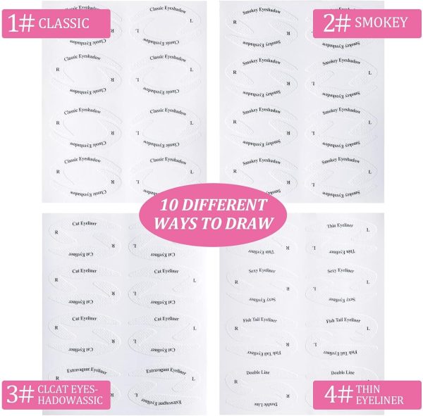 ⁦ELECDON Eyeliner Eyeshadow Template, 24 Pieces Multi-Style Cat Eye Eyeshadow Stickers Makeup Beauty Accessories for Women Girls Beginner Makeup Artist⁩ - الصورة ⁦7⁩
