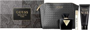 GUESS Seductive Noir Women/Femme Eau de Toilette 4 Piece Gift Set - Perfume Spray 2.5 Fl. Oz., Travel Spray 0.5 Fl. Oz., 3.4 Fl. Oz. Body Lotion, & Pouch