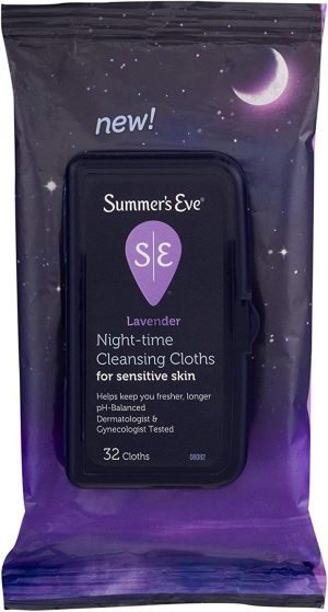 Summer's Eve Clth Night Ti Size 32ct Night Time Lavender Cleansing Cloth Sensitive Skin 32ct