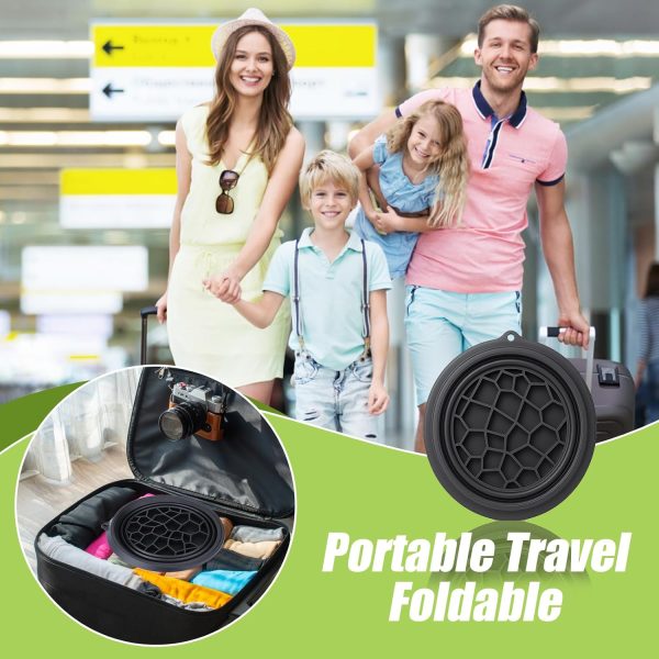 ⁦Ice Face Bowl with Built-In Tray, Silicone Foldable & Hanging Facial Plunge Bowl Portable Face Ice Bath at Home and Travel (1, Black)⁩ - الصورة ⁦7⁩