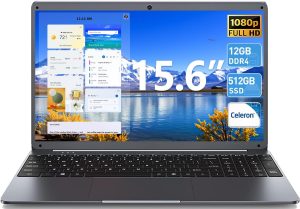 SGIN 15.6 Inch Laptop Computer, Celeron N5095A Processor, Windows 11 Laptop, DDR4 12GB SSD 512GB, 1920x1080 FHD, 7000mAh, USB 3.2, BT5.0, Type-C, Traditional Laptops for Business Student