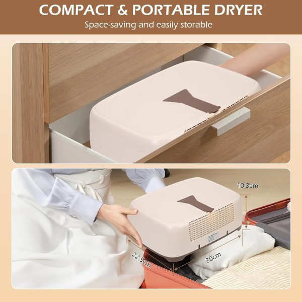 ⁦Portable Clothes Dryer, Mini Dryer Machine Upgraded 20min-2H Quickly Drying, PTC Heating Compact Dry Machine with 1-8H Timer, for Apartments, Travel Dorm RVs, Underwear, Baby Clothes⁩ - الصورة ⁦5⁩