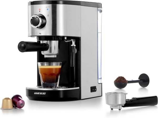 ⁦ALSAIF 1.2L 1470W Electric Coffee Maker Espresso, Cappuccino, and Latte 2 Cups in Same Time, Black E03430 2 Years warranty⁩ - الصورة ⁦7⁩