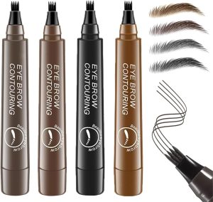 Parlberd Microblading Eyebrow Pen, Long Lasting 4 Tip Eyebrow Pencil for Women Brow Shaping & Filling, Eyebrow Contouring Pencil Tattoo Pen, Microblading Eyebrow Pen 24h Smudge Proof,4 Pack