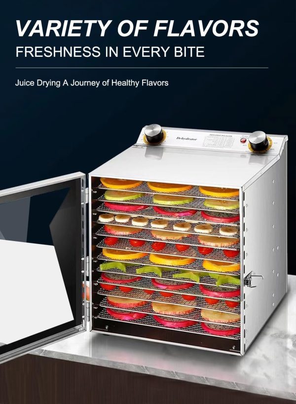 ⁦ETLIFE Glanfen Food Dehydrator, 12 Stainless Steel Trays Dehydrators for Food and Jerky, Herbs, Fruit, Dehydrator Machine with Timer and Temperature Control⁩ - الصورة ⁦3⁩