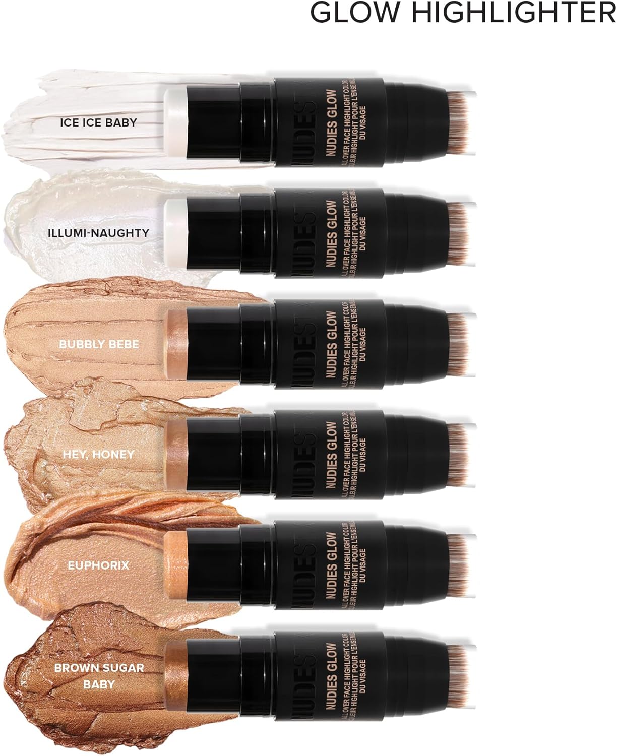 NUDESTIX Nudies Glow Highlighter Stick – Multi-Use Cream Highlighter for Face, Eyes & Body with Built-In Brush | Dewy, Radiant Finish for All Skin Tones | Illumi-Naughty 4 NUDESTIX Nudies Glow Highlighter Stick – Multi-Use Cream Highlighter for Face, Eyes & Body with Built-In Brush | Dewy, Radiant Finish for All Skin Tones | Illumi-Naughty - الصورة 4