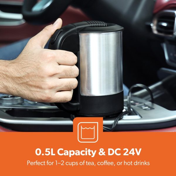 ⁦Geepas Stainless Steel Truck Kettle With 0.5L Capacity, GK38047 Concealed Heating Element Dry Boil & Overheating Protection ON/OFF Switch Indicator Light Auto Turn Off, Silver⁩ - الصورة ⁦3⁩