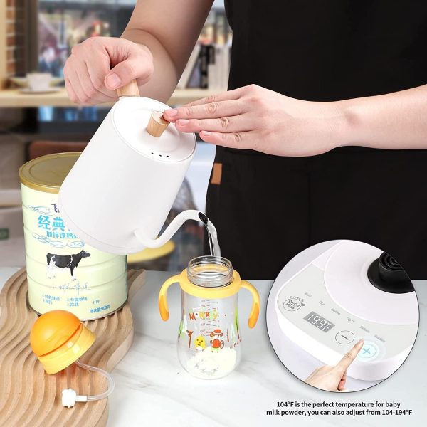 ⁦HI-FINE Electric Kettle, 900ml Ultra Fast Boiling Hot Water Kettle, Gooseneck Stainless Steel Electric Kettle, Automatic Temperature Control and Constant Temperature, 1000W Rapid Heating (White)⁩ - الصورة ⁦7⁩
