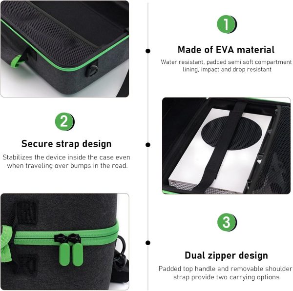 ⁦Console Carrying Case for Box Series X S, Protective Hard Shell Travel Bag for Series X for Series S Consoles Controllers, Games, Cables, Portable Hard Disk, Accessories⁩ - الصورة ⁦2⁩