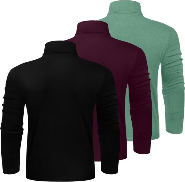 ⁦Ficerd 3 Pack Men's Big and Tall Turtleneck Shirts Cotton Long Sleeve Turtle Neck Tops Plus Size Loose Fit Basic Tee⁩ - الصورة ⁦3⁩