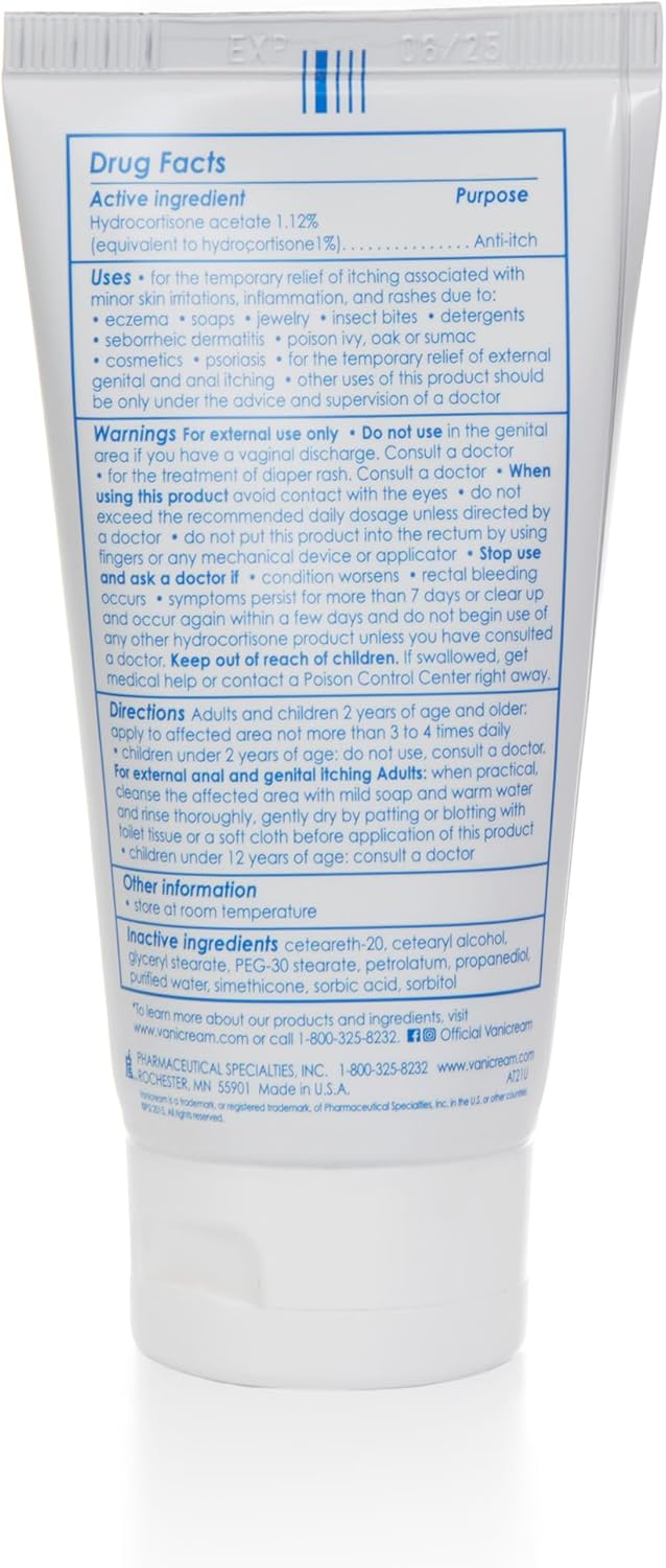 Vanicream 1% Hydrocortisone Anti-Itch Cream | Maximum OTC Strength | Fragrance and Gluten Free | For Sensitive Skin | 2 Ounce 2 Vanicream 1% Hydrocortisone Anti-Itch Cream | Maximum OTC Strength | Fragrance and Gluten Free | For Sensitive Skin | 2 Ounce - الصورة 2