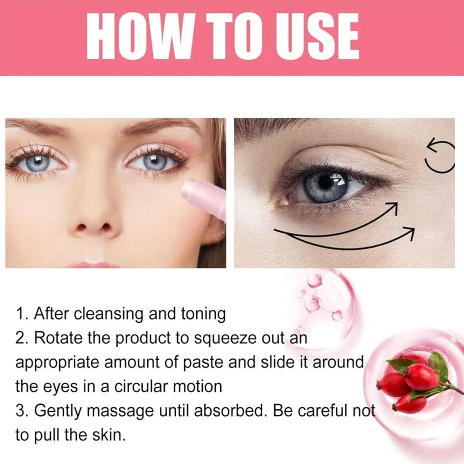Lyaqbe Rosehip Eye Cream Stick,Brighten Eye Cream Stick,Hydrate and Moisturize Eyes Balm Stick,Reduce Fine Lines Under the Eyes,Daily Care 5 Lyaqbe Rosehip Eye Cream Stick,Brighten Eye Cream Stick,Hydrate and Moisturize Eyes Balm Stick,Reduce Fine Lines Under the Eyes,Daily Care - الصورة 5