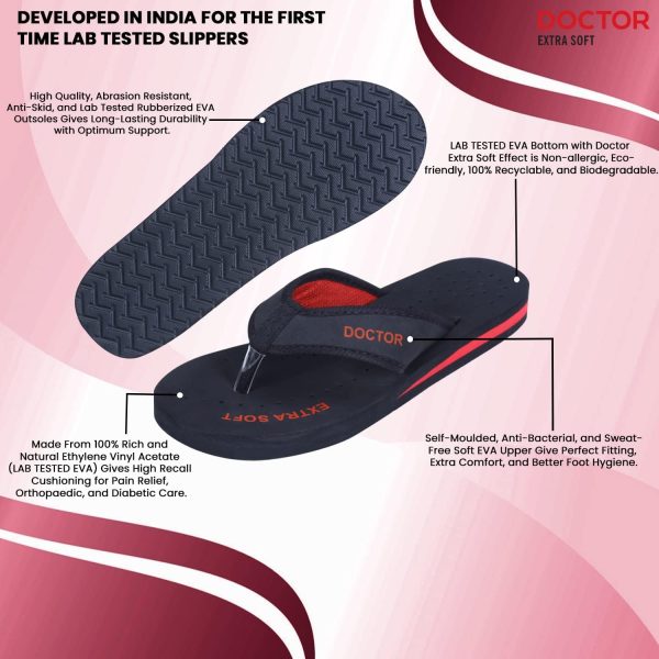 ⁦DOCTOR EXTRA SOFT Doctor Slippers for Women Orthopedic Diabetic Pregnancy Non Slip Lightweight Comfortable Flat Casual Stylish Dr Chappals and House Flip flops For Ladies and Girl?s D-22⁩ - الصورة ⁦2⁩