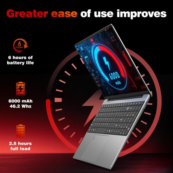 ⁦NAIKLULU 15.6 Inch Laptop, 7430 Processor (up to 4.3GHz), 16GB RAM 1TB SSD, Radeon Graphics, 1920 * 1080 IPS FHD, 6000mAh Battery, WiFi 5, BT5.0, Backlit Keyboard, Fingerprint Reader, Win 11⁩ - الصورة ⁦5⁩